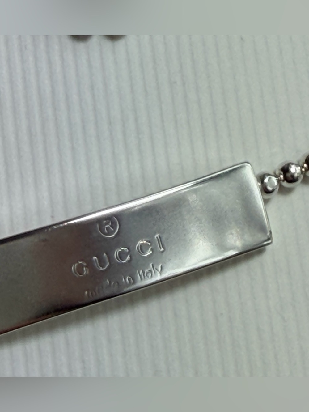 Gucci 925 Sterling Silver Ball-Chain Bar Bracelet - Picture 9 of 11